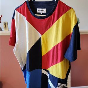 90s Colorblock Syle Tshirt - Mens L - XL - Red Blue Yellow White - Reason Brand
